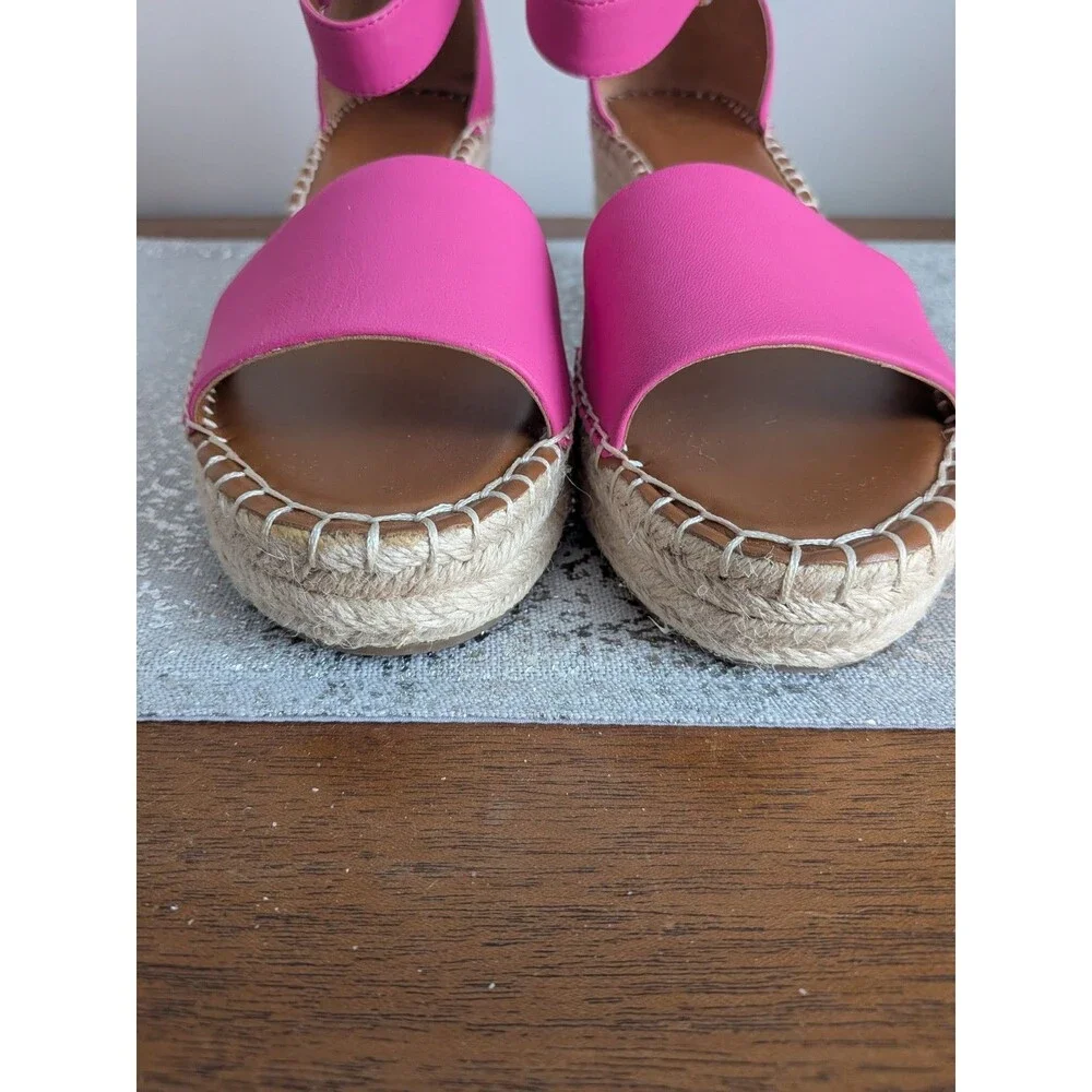 Pink Espadrille Wedge Sandals - Women